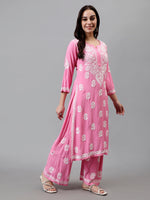 Load image into Gallery viewer, Seva Chikan Hand Embroidered Rayon Lucknowi Chikankari Kurta Set