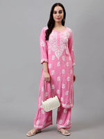 Load image into Gallery viewer, Seva Chikan Hand Embroidered Rayon Lucknowi Chikankari Kurta Set