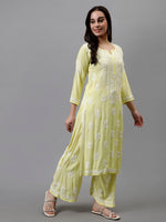 Load image into Gallery viewer, Seva Chikan Hand Embroidered Rayon Lucknowi Chikankari Kurta Set
