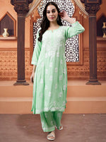 Load image into Gallery viewer, Seva Chikan Hand Embroidered Rayon Lucknowi Chikankari Kurta Set
