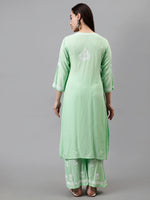 Load image into Gallery viewer, Seva Chikan Hand Embroidered Rayon Lucknowi Chikankari Kurta Set