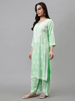 Load image into Gallery viewer, Seva Chikan Hand Embroidered Rayon Lucknowi Chikankari Kurta Set