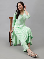 Load image into Gallery viewer, Seva Chikan Hand Embroidered Rayon Lucknowi Chikankari Kurta Set