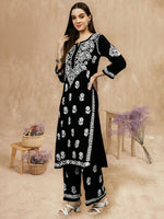 Load image into Gallery viewer, Seva Chikan Hand Embroidered Rayon Lucknowi Chikankari Kurta Set