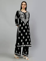 Load image into Gallery viewer, Seva Chikan Hand Embroidered Rayon Lucknowi Chikankari Kurta Set