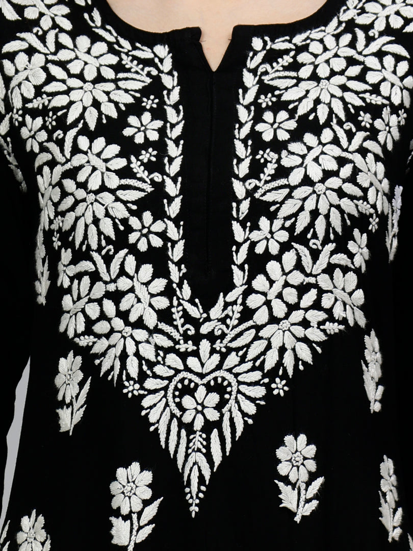 Seva Chikan Hand Embroidered Rayon Lucknowi Chikankari Kurta Set