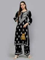 Load image into Gallery viewer, Seva Chikan Hand Embroidered Rayon Lucknowi Chikankari Kurta Set