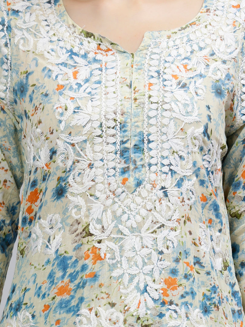 Seva Chikan Hand Embroidered Mal Mal Lucknowi Chikankari Kurta Set