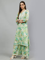 Load image into Gallery viewer, Seva Chikan Hand Embroidered Mal Mal Lucknowi Chikankari Kurta Set