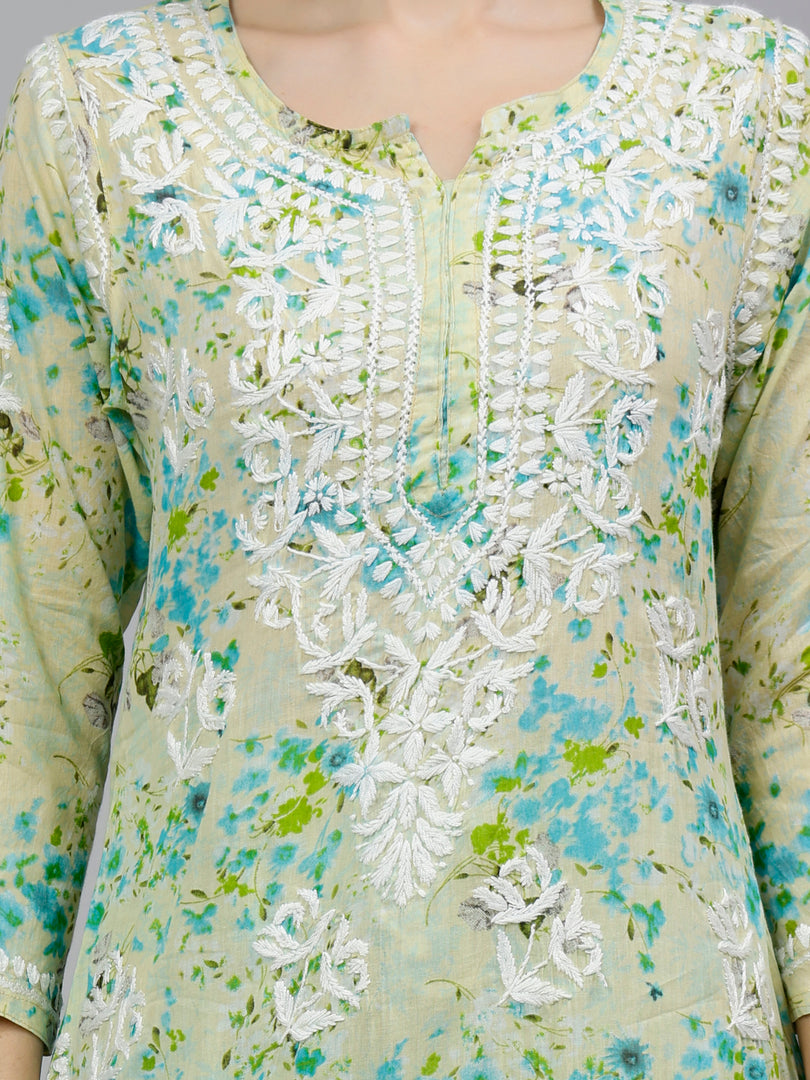 Seva Chikan Hand Embroidered Mal Mal Lucknowi Chikankari Kurta Set