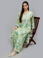 Load image into Gallery viewer, Seva Chikan Hand Embroidered Mal Mal Lucknowi Chikankari Kurta Set