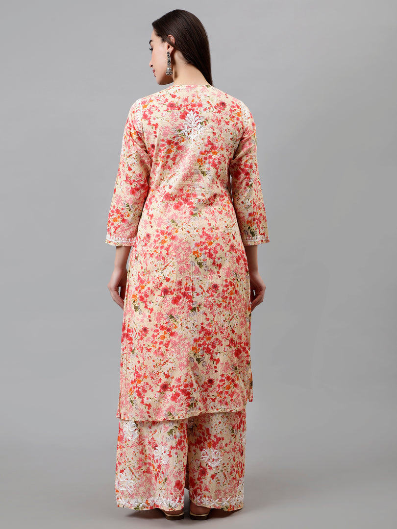 Seva Chikan Hand Embroidered Mal Mal Lucknowi Chikankari Kurta Set