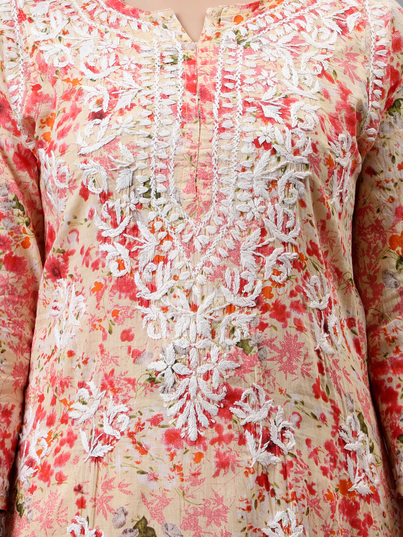 Seva Chikan Hand Embroidered Mal Mal Lucknowi Chikankari Kurta Set