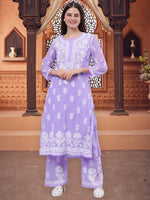 Load image into Gallery viewer, Seva Chikan Hand Embroidered Georgette Lucknowi Chikankari Kurta Set