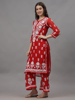 Load image into Gallery viewer, Seva Chikan Hand Embroidered White Georgette Lucknowi Chikankari Kurta Set-SCL8054