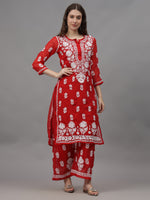 Load image into Gallery viewer, Seva Chikan Hand Embroidered White Georgette Lucknowi Chikankari Kurta Set-SCL8054