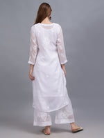 Load image into Gallery viewer, Seva Chikan Hand Embroidered White Georgette Lucknowi Chikankari Kurta Set-SCL8054