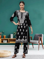 Load image into Gallery viewer, Seva Chikan Hand Embroidered Rayon Lucknowi Chikankari Kurta Set