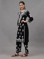 Load image into Gallery viewer, Seva Chikan Hand Embroidered Rayon Lucknowi Chikankari Kurta Set