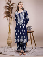 Load image into Gallery viewer, Seva Chikan Hand Embroidered Rayon Lucknowi Chikankari Kurta Set