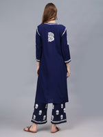 Load image into Gallery viewer, Seva Chikan Hand Embroidered Rayon Lucknowi Chikankari Kurta Set