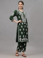 Load image into Gallery viewer, Seva Chikan Hand Embroidered Rayon Lucknowi Chikankari Kurta Set