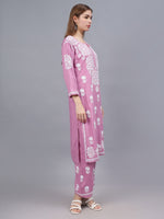 Load image into Gallery viewer, Seva Chikan Hand Embroidered Rayon Lucknowi Chikankari Kurta Set