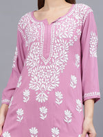 Load image into Gallery viewer, Seva Chikan Hand Embroidered Rayon Lucknowi Chikankari Kurta Set