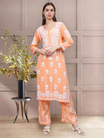 Load image into Gallery viewer, Seva Chikan Hand Embroidered Rayon Lucknowi Chikankari Kurta Set