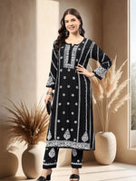 Load image into Gallery viewer, Seva Chikan Hand Embroidered Rayon Lucknowi Chikankari Kurta Set