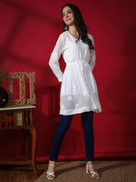 Load image into Gallery viewer, Seva Chikan Hand Embroidered White Viscose Georgette Lucknowi Chikan Top With Slip-SCL9010