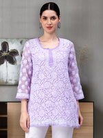 Load image into Gallery viewer, Seva Chikan Hand Embroidered Georgette Lucknowi Chikan Top With Slip