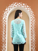 Load image into Gallery viewer, Seva Chikan Hand Embroidered Georgette Lucknowi Chikan Top With Slip