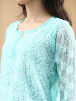 Load image into Gallery viewer, Seva Chikan Hand Embroidered Georgette Lucknowi Chikan Top With Slip
