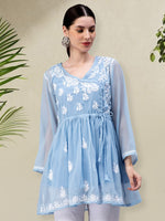 Load image into Gallery viewer, Seva Chikan Hand Embroidered Georgette Lucknowi Chikankari Top With Slip