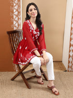 Load image into Gallery viewer, Seva Chikan Hand Embroidered Georgette Lucknowi Chikankari Top With Slip