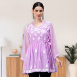Load image into Gallery viewer, Seva Chikan Hand Embroidered Georgette Lucknowi Chikankari Top With Slip