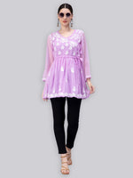 Load image into Gallery viewer, Seva Chikan Hand Embroidered Georgette Lucknowi Chikankari Top With Slip
