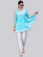 Load image into Gallery viewer, Seva Chikan Hand Embroidered Georgette Lucknowi Chikankari Top With Slip