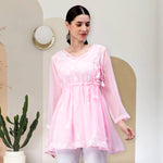 Load image into Gallery viewer, Seva Chikan Hand Embroidered Georgette Lucknowi Chikankari Top With Slip