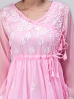 Load image into Gallery viewer, Seva Chikan Hand Embroidered Georgette Lucknowi Chikankari Top With Slip