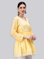 Load image into Gallery viewer, Seva Chikan Hand Embroidered Georgette Lucknowi Chikan Top With Slip