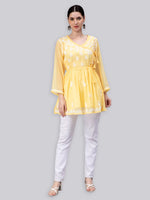 Load image into Gallery viewer, Seva Chikan Hand Embroidered Georgette Lucknowi Chikan Top With Slip