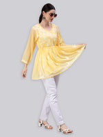 Load image into Gallery viewer, Seva Chikan Hand Embroidered Georgette Lucknowi Chikan Top With Slip