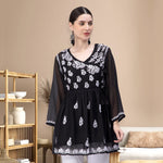 Load image into Gallery viewer, Seva Chikan Hand Embroidered Georgette Lucknowi Chikan Top With Slip