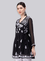 Load image into Gallery viewer, Seva Chikan Hand Embroidered Georgette Lucknowi Chikan Top With Slip