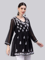 Load image into Gallery viewer, Seva Chikan Hand Embroidered Georgette Lucknowi Chikan Top With Slip