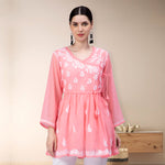 Load image into Gallery viewer, Seva Chikan Hand Embroidered Georgette Lucknowi Chikan Top With Slip