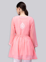 Load image into Gallery viewer, Seva Chikan Hand Embroidered Georgette Lucknowi Chikan Top With Slip