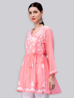 Load image into Gallery viewer, Seva Chikan Hand Embroidered Georgette Lucknowi Chikan Top With Slip